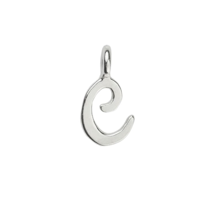 Mini Script Alphabet Letter C Charm Pendant 10x5mm Sterling Silver (STS)