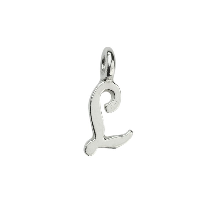 Mini Script Alphabet Letter L Charm Pendant 10x5mm Sterling Silver (STS)