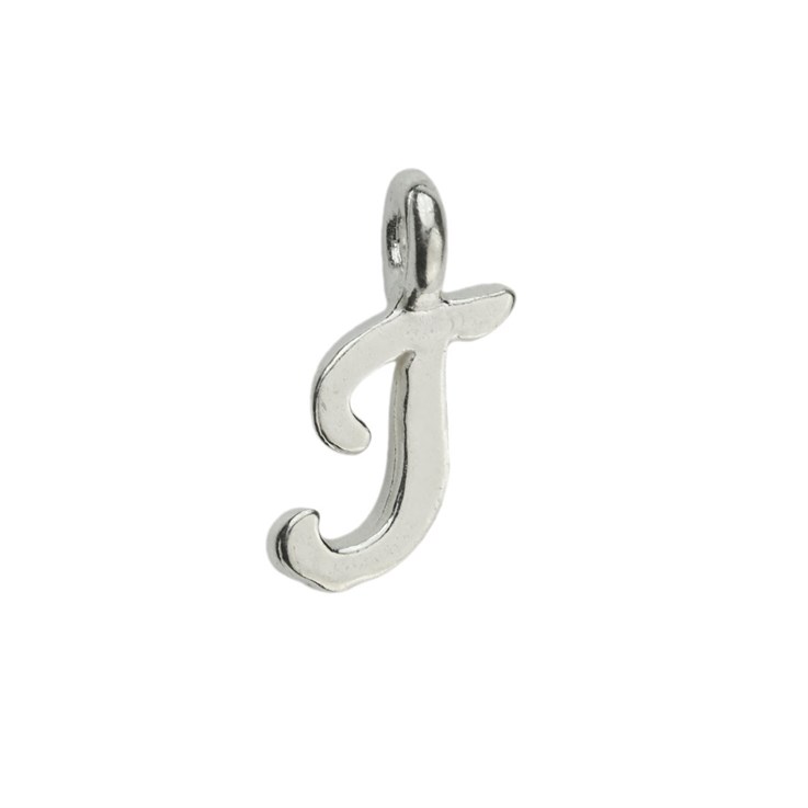 Mini Script Alphabet Letter T Charm Pendant 10x4mm Sterling Silver (STS)