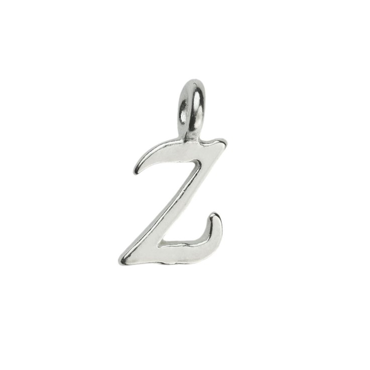 Mini Script Alphabet Letter Z Charm Pendant 10x5mm Sterling Silver (STS)