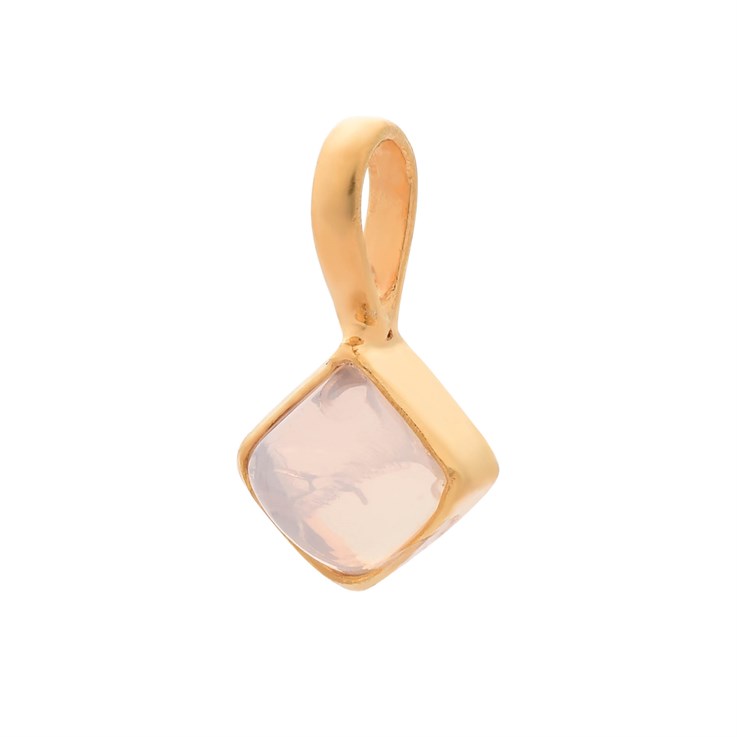 Ethiopian Opal 6mm Square Pendant Gold Plated Sterling Silver Vermeil