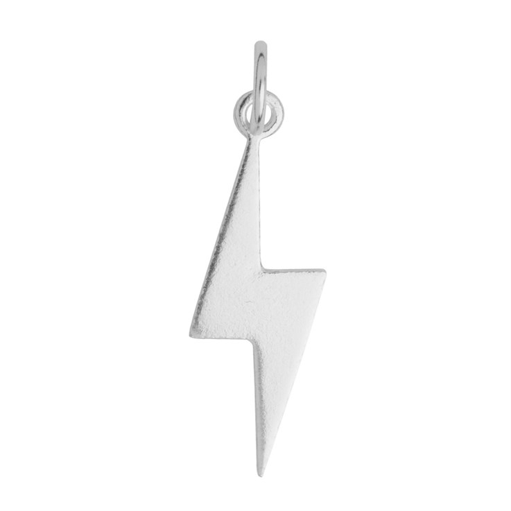 Shiny Lightening Bolt 29mm Charm Pendant Sterling Silver