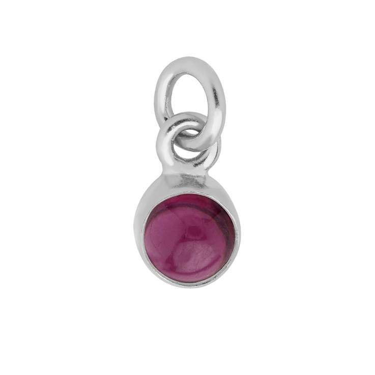 Garnet 6mm approx. Charm Pendant Sterling Silver Birthstone January