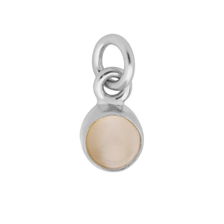 Moonstone 6mm approx. Charm Pendant Sterling Silver Birthstone June