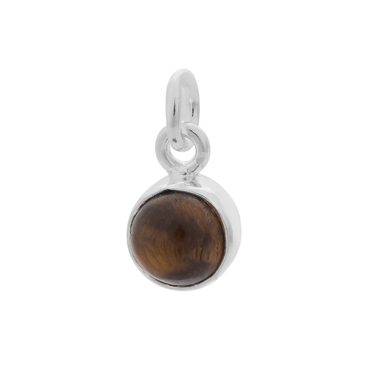 Tiger Eye 6mm Charm Pendant Sterling Silver