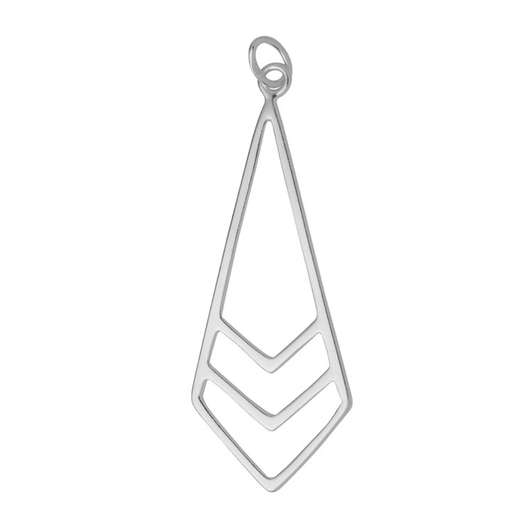 Chevron Drop 38mm Charm Pendant Sterling Silver