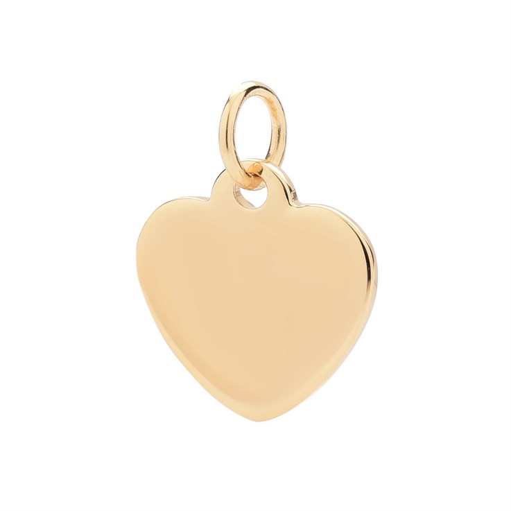 12mm Heart Tag for Stamping 1.0mm Thick with 5mm Bail Gold Plated Sterling Silver Vermeil