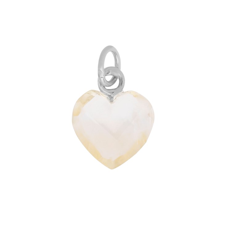 Facet Citrine Heart Shape 10mm Pendant Sterling Silver