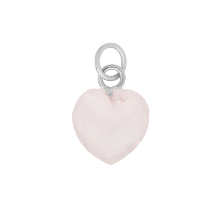 Facet Rose Quartz Heart Shape 10mm Pendant Sterling Silver