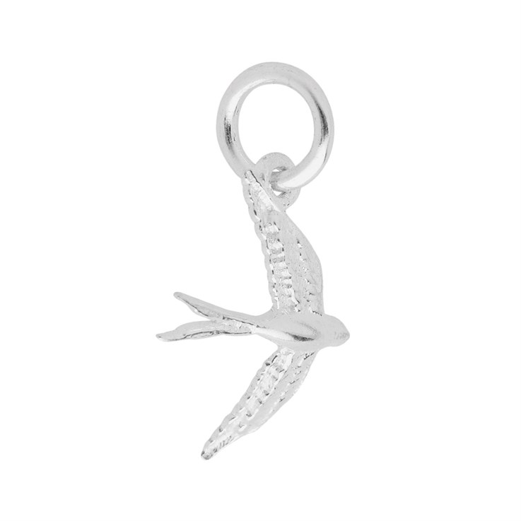 Swallow Bird Charm/Pendant Appx 13.5x11mm inc. Loop Sterling Silver