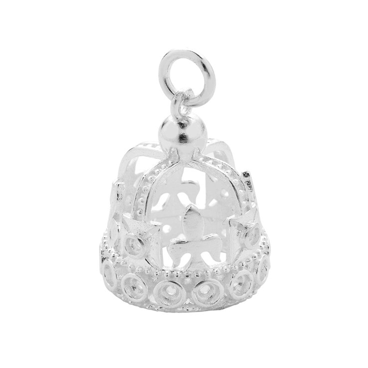 Royal Crown Charm/Pendant Appx 18x14.5mm inc. Loop Sterling Silver