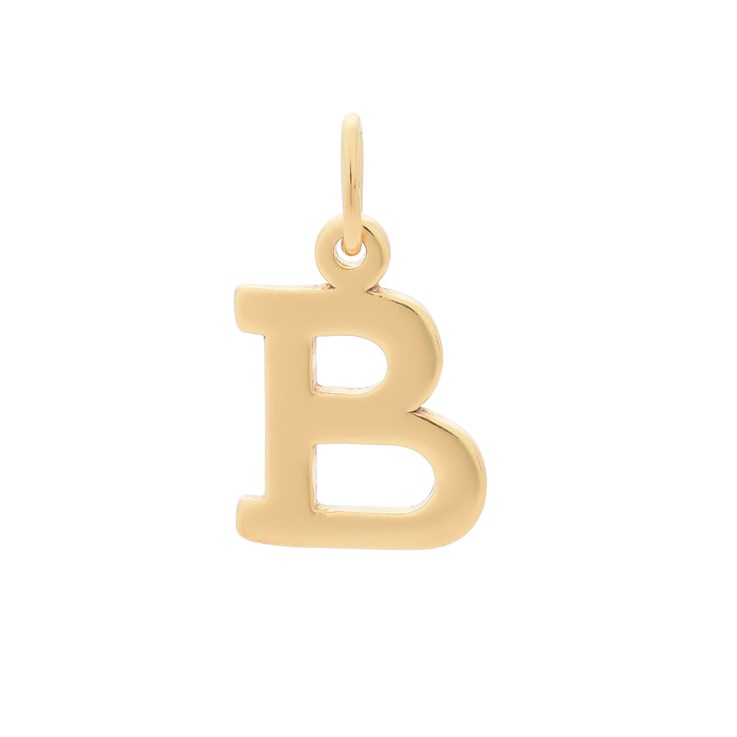 Large Serif Uppercase Alphabet Letter B Charm Pendant 17x10mm Gold Plated Sterling Silver Vermeil