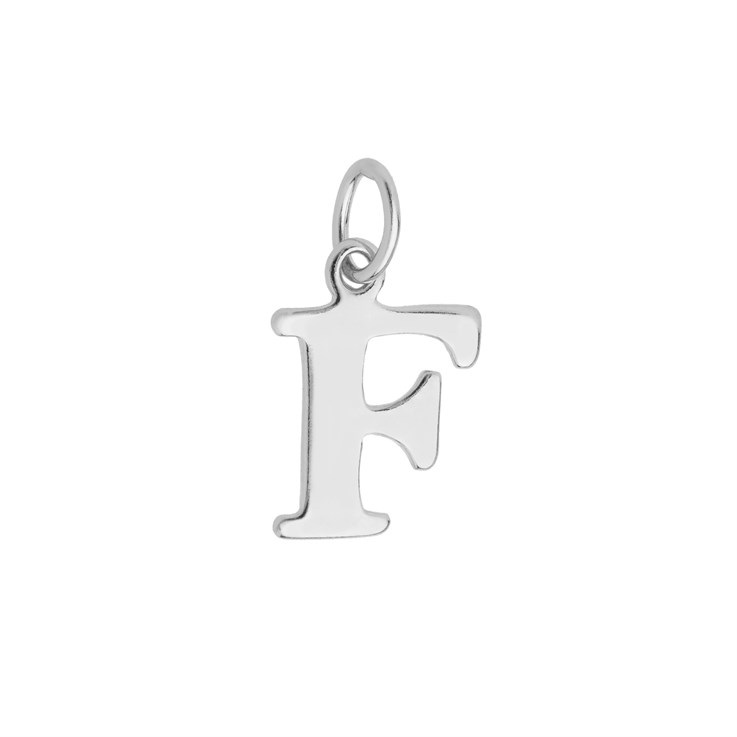 Large Serif Uppercase Alphabet Letter F Charm Pendant 13x9mm Sterling Silver (STS)