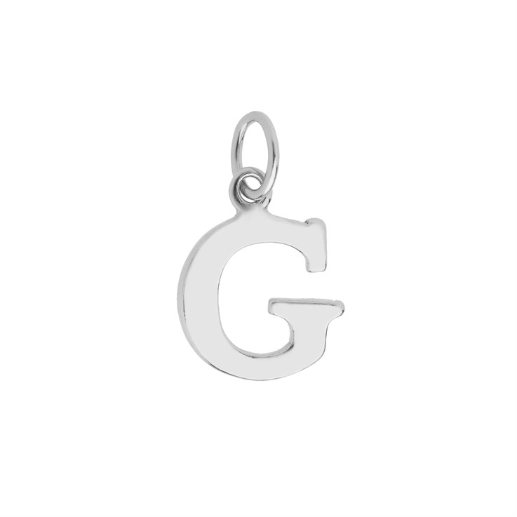 Large Serif Uppercase Alphabet Letter G Charm Pendant 13x9.5mm Sterling Silver (STS)