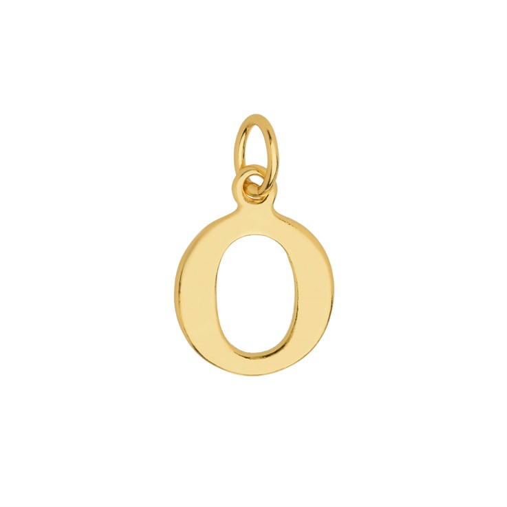 Large Serif Uppercase Alphabet Letter O Charm Pendant 13x9.5mm Gold Plated Sterling Silver Vermeil