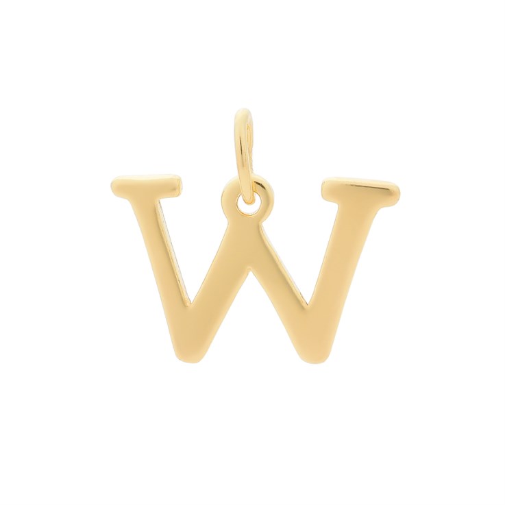 Large Serif Uppercase Alphabet Letter W Charm Pendant 15x14mm Gold Plated Sterling Silver Vermeil