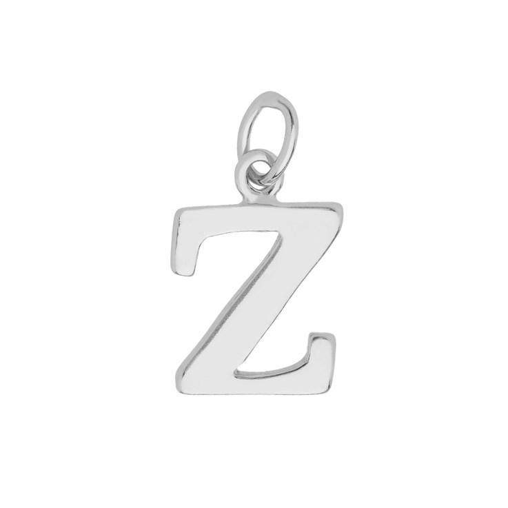 Large Serif Uppercase Alphabet Letter Z Charm Pendant 13x9mm Sterling Silver (STS)