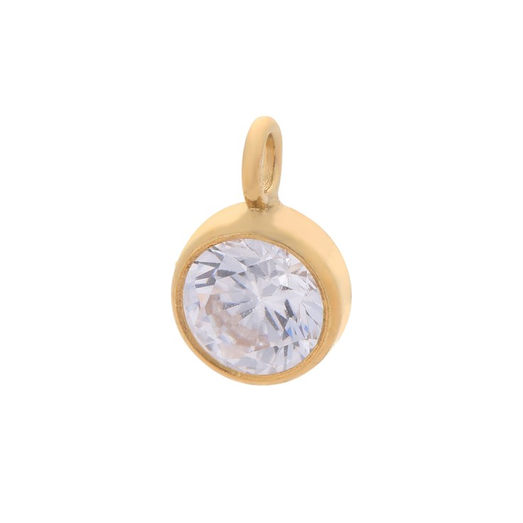 Crystal 4mm CZ Crystal Gold Filled Charm - Birthstone April