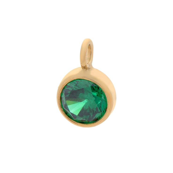 Emerald 4mm CZ Crystal Gold Filled Charm - Birthstone May