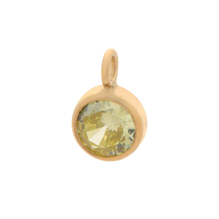 Peridot 4mm CZ Crystal Gold Filled Charm - Birthstone August