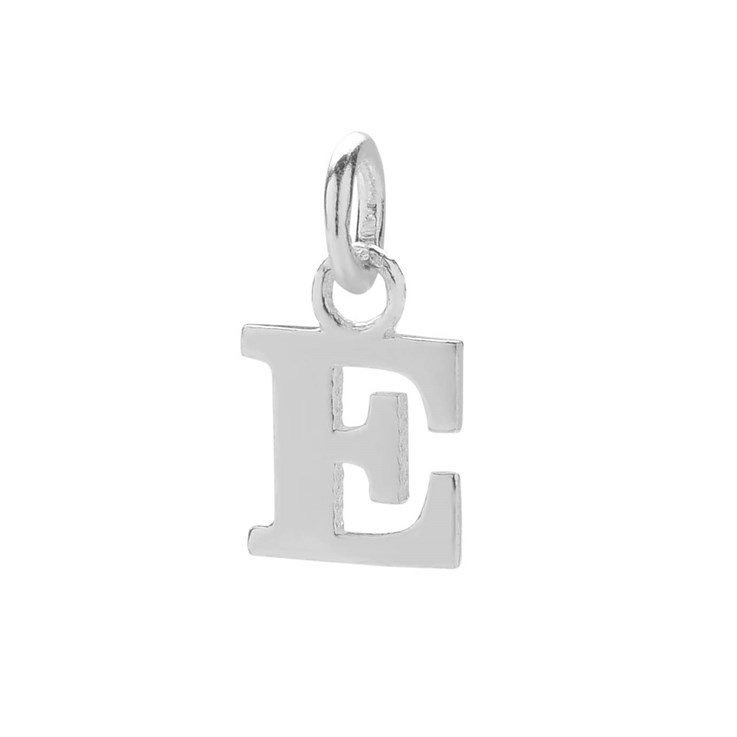 11mm Serif Uppercase 'E' Initial Charm Sterling Silver