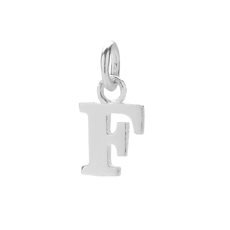 11mm Serif Uppercase 'F' Initial Charm Sterling Silver