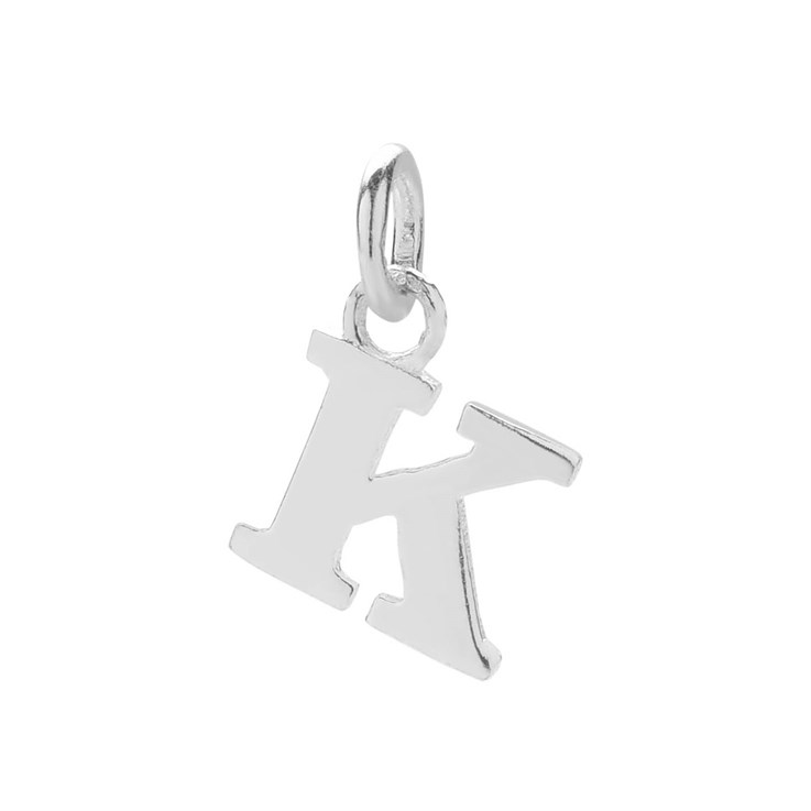 11mm Serif Uppercase 'K' Initial Charm Sterling Silver