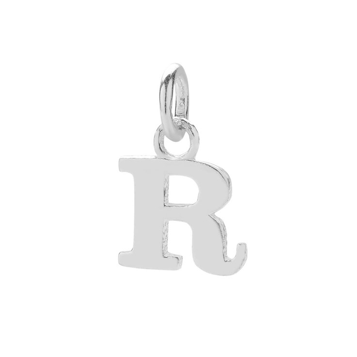 11mm Serif Uppercase 'R' Initial Charm Sterling Silver