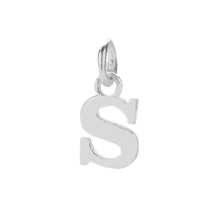 11mm Serif Uppercase 'S' Initial Charm Sterling Silver