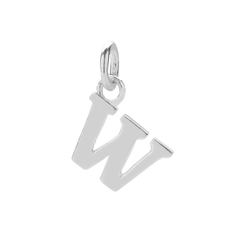 11mm Serif Uppercase 'W' Initial Charm Sterling Silver