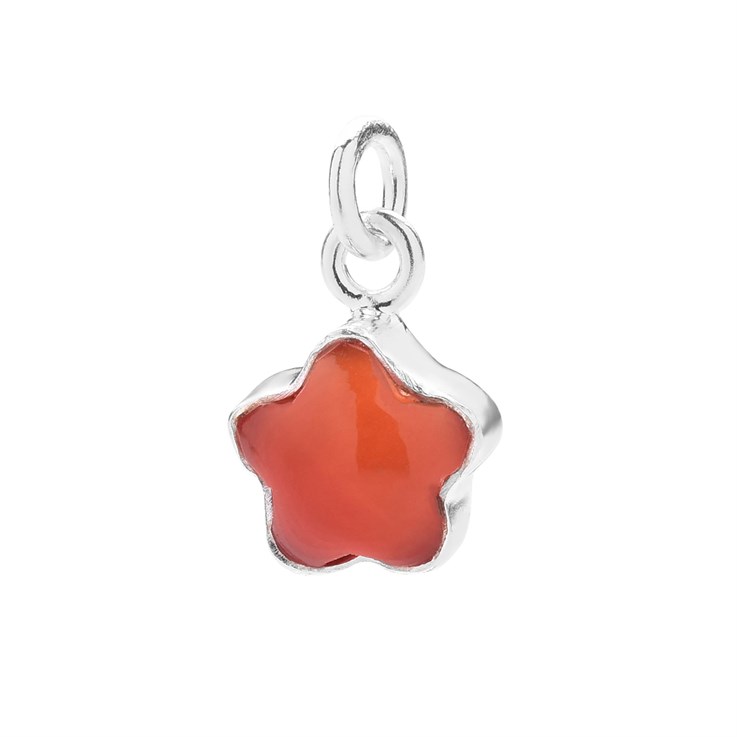 Carnelian 5 Petal Flower Charm Sterling Silver