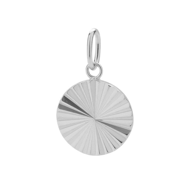 Diamond Cut Sunburst Charm Pendant Sterling Silver