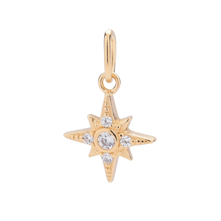 CZ Celestial Star Charm Pendant Gold Plated Sterling Silver Vermeil