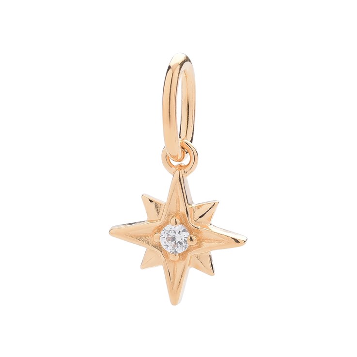 Celestial Star CZ Charm Pendant Gold Plated Sterling Silver Vermeil