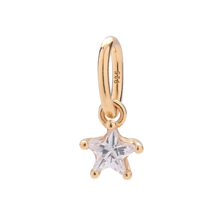 Twinkling Star CZ Charm Pendant Gold Plated Sterling Silver Vermeil