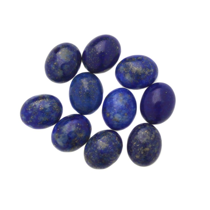 10x8mm Lapis Lazuli with Gold Colour Gemstone Cabochon