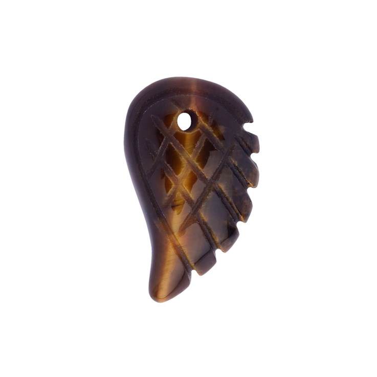 Tiger Eye (Carved Both Sides) Angel Wing 18x10mm Top Drilled