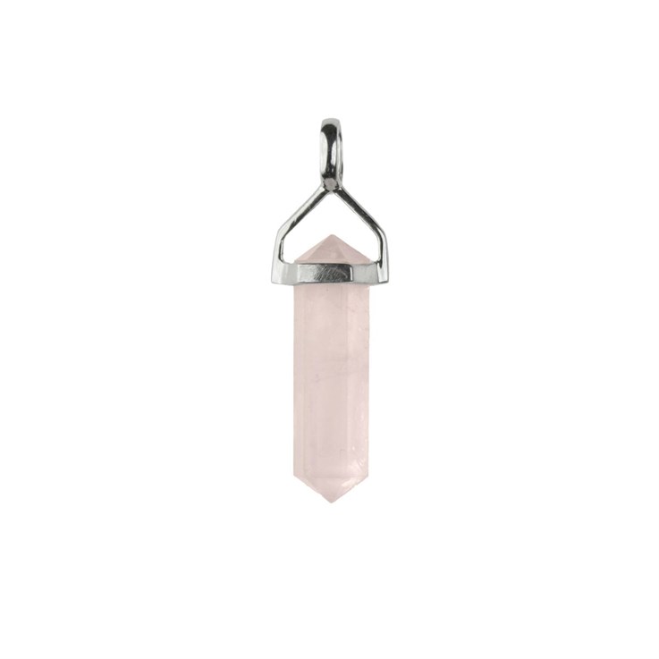 Rose Quartz  Double Point Pendant (6x20/22mm) STS