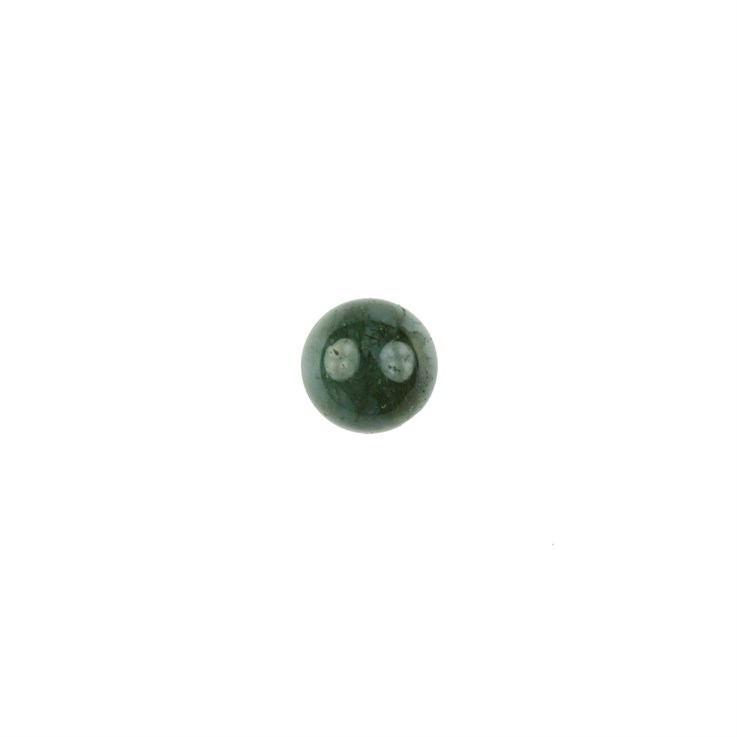 8mm Half Drilled Bead Green Moss Agate