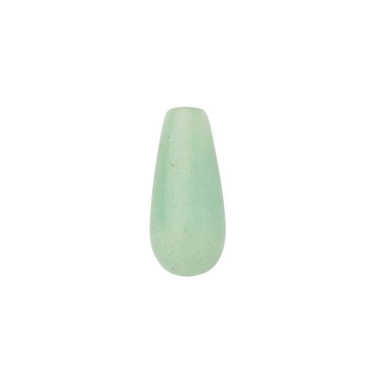 Half Drilled Gemstone Teardrop Green Aventurine 16x8mm