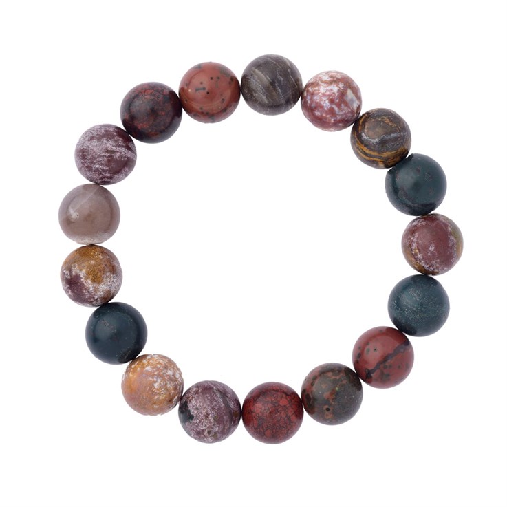 Ocean Jasper 12mm Gemstone Bead Bracelet