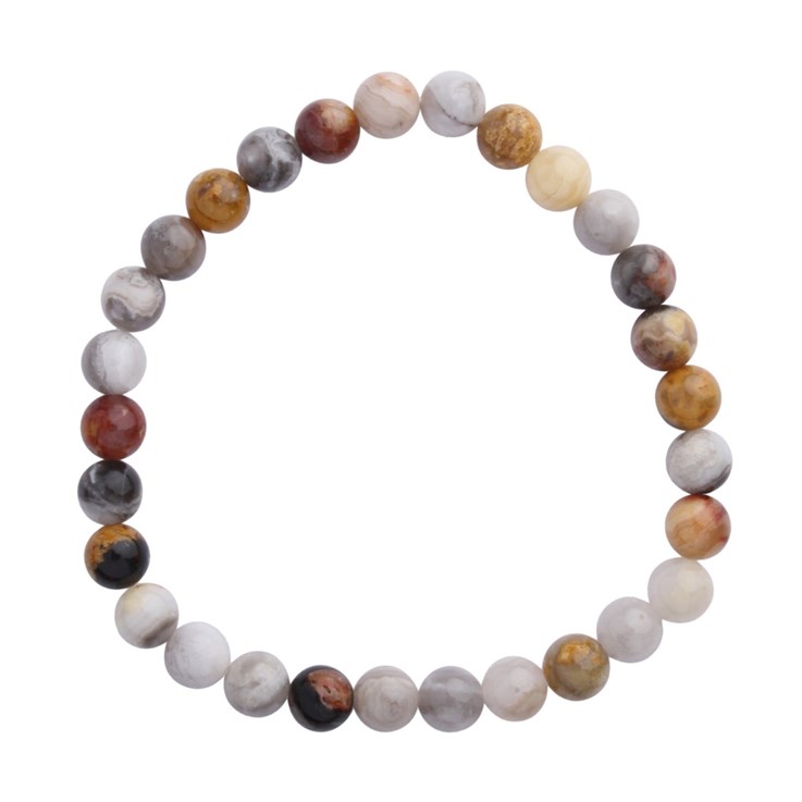 Crazy Lace Agate 6mm Gemstone Bead Bracelet