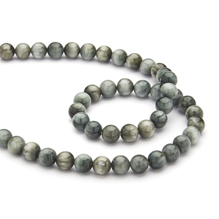 8mm Hawk's Eye Round Bead 39cm Strand