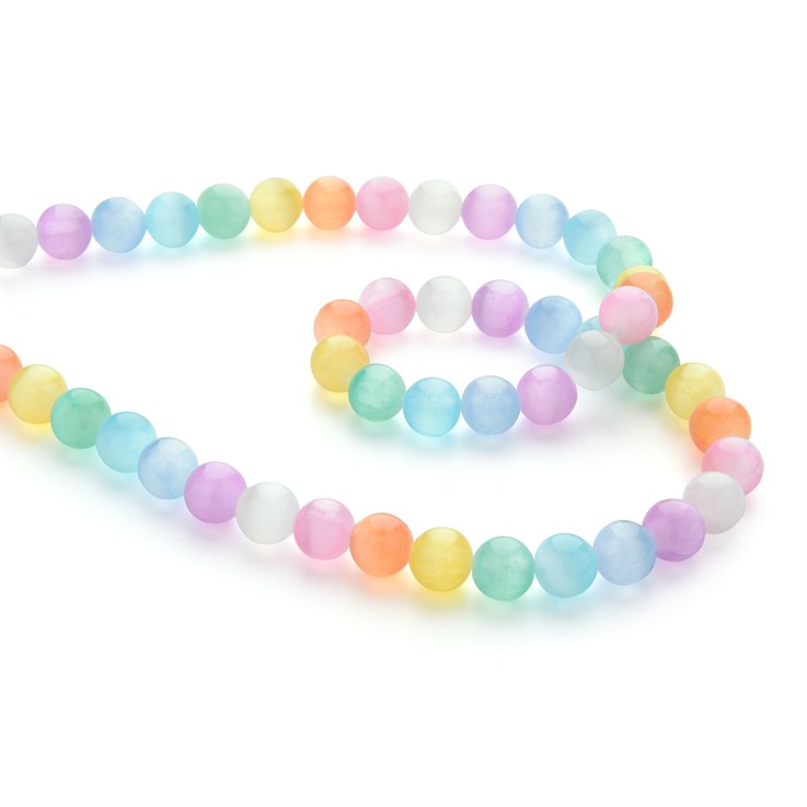 8mm Round Gemstone Bead Rainbow Selenite 40cm Strand