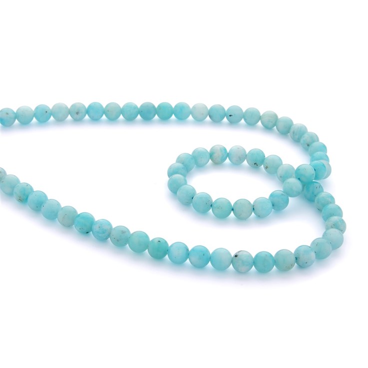 6mm Round gemstone bead Peruvian Amazonite 'AB'  Quality 40cm strand