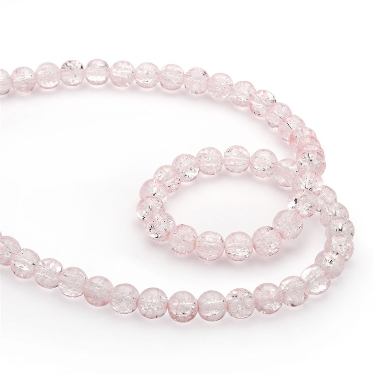 8mm Round gemstone bead Crackle Quartz Pink 80cm strand