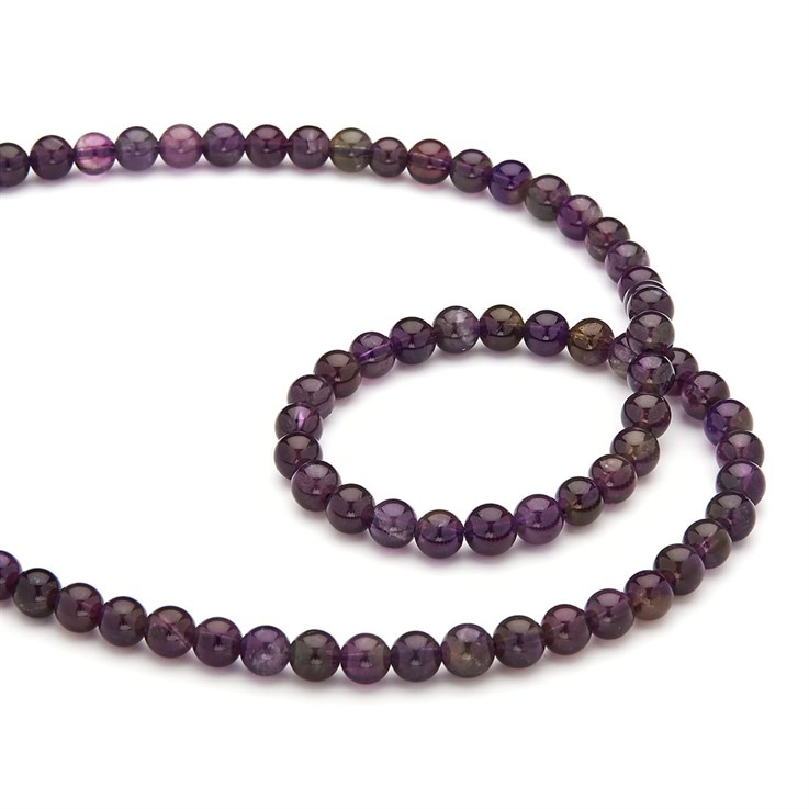 6mm Round gemstone bead Amethyst 40cm strand