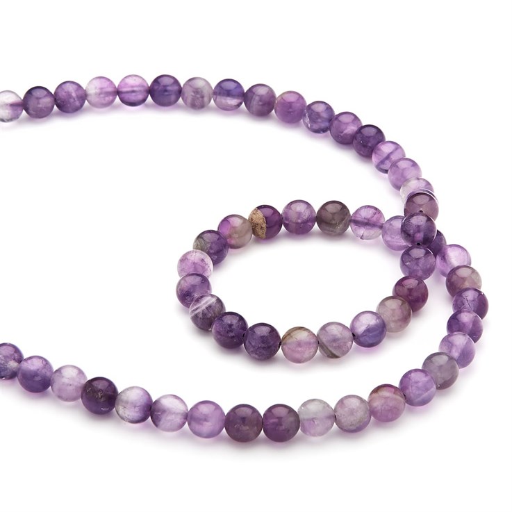 7mm Round Gemstone Bead Amethyst 40cm strand