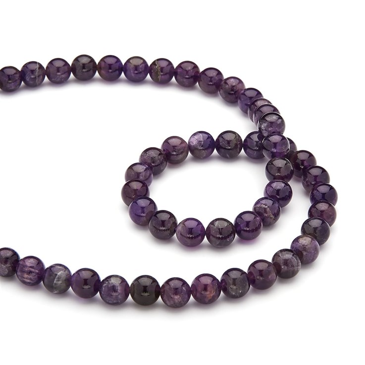 8mm Round gemstone bead Amethyst 40cm strand