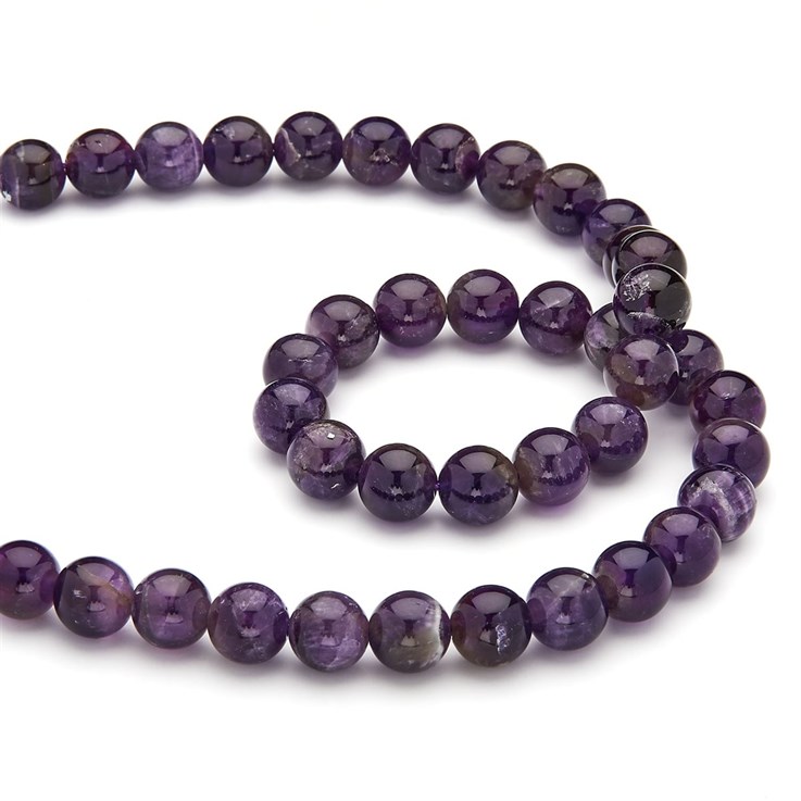 10mm Round Gemstone Bead Amethyst Natural 40cm strand